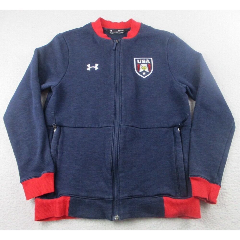 Under Armour Sweater Mens Small Blue Zip Up Jacket Sweatshirt USA Eagle S United